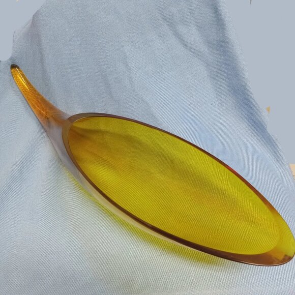 HTF Vintage MCM Blenko Hand Blown Glass 964L Cornucopia Horn in Amber  euc 6575 - Picture 1 of 6